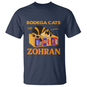 Bodega Cats for Zohran T Shirt New York Mamdani Supporter Mayor Cute Cat TS02 Navy Print Your Wear