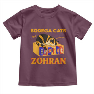Bodega Cats for Zohran Toddler T Shirt New York Mamdani Supporter Mayor Cute Cat TS02 Maroon Print Your Wear