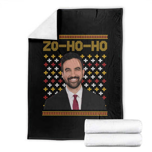 Zo Ho Ho Ugly Christmas Sweater Throw Blanket Funny Zohran Mamdani Holiday TS02 Black Print Your Wear