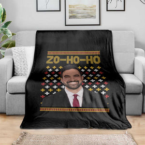 Zo Ho Ho Ugly Christmas Sweater Throw Blanket Funny Zohran Mamdani Holiday TS02 Print Your Wear