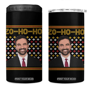 Zo Ho Ho Ugly Christmas Sweater 4 in 1 Can Cooler Tumbler Funny Zohran Mamdani Holiday TS02 One Size: 16 oz Black Print Your Wear
