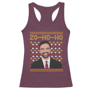 Zo Ho Ho Ugly Christmas Sweater Racerback Tank Top Funny Zohran Mamdani Holiday TS02 Maroon Print Your Wear