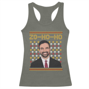 Zo Ho Ho Ugly Christmas Sweater Racerback Tank Top Funny Zohran Mamdani Holiday TS02 Military Green Print Your Wear
