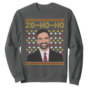 Zo Ho Ho Ugly Christmas Sweater Sweatshirt Funny Zohran Mamdani Holiday TS02 Dark Heather Print Your Wear