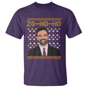 Zo Ho Ho Ugly Christmas Sweater T Shirt Funny Zohran Mamdani Holiday TS02 Purple Print Your Wear