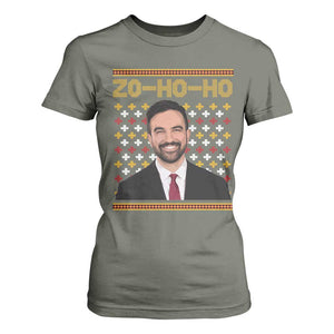 Zo Ho Ho Ugly Christmas Sweater T Shirt For Women Funny Zohran Mamdani Holiday TS02 Military Green Print Your Wear