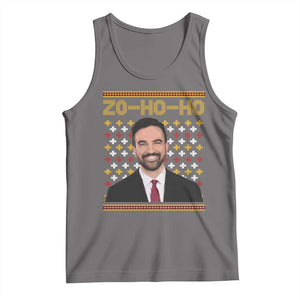 Zo Ho Ho Ugly Christmas Sweater Tank Top Funny Zohran Mamdani Holiday TS02 Deep Heather Print Your Wear