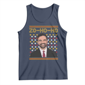 Zo Ho Ho Ugly Christmas Sweater Tank Top Funny Zohran Mamdani Holiday TS02 Navy Print Your Wear