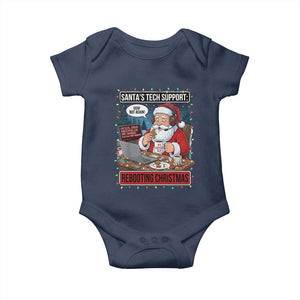 Funny Santa Tech Support Christmas Baby Onesie Rebooting Christmas Geek Humor Gift TS02 Navy Print Your Wear