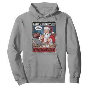 Funny Santa Tech Support Christmas Hoodie Rebooting Christmas Geek Humor Gift TS02 Sport Gray Print Your Wear