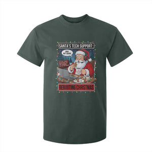 Funny Santa Tech Support Christmas T Shirt For Kid Rebooting Christmas Geek Humor Gift TS02 Dark Forest Green Print Your Wear