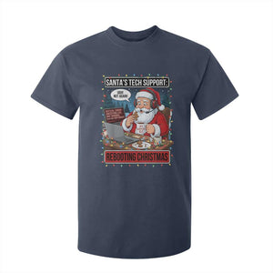 Funny Santa Tech Support Christmas T Shirt For Kid Rebooting Christmas Geek Humor Gift TS02 Navy Print Your Wear