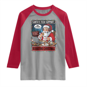 Funny Santa Tech Support Christmas Raglan Shirt Rebooting Christmas Geek Humor Gift TS02 Sport Gray Red Print Your Wear