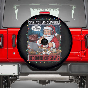 Funny Santa Tech Support Christmas Spare Tire Cover Rebooting Christmas Geek Humor Gift TS02 Black Print Your Wear