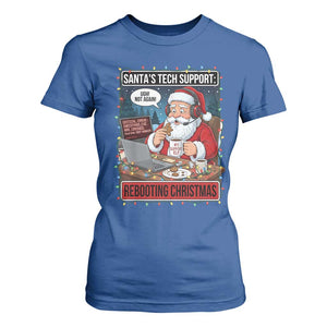 Funny Santa Tech Support Christmas T Shirt For Women Rebooting Christmas Geek Humor Gift TS02 Royal Blue Print Your Wear