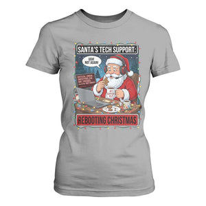 Funny Santa Tech Support Christmas T Shirt For Women Rebooting Christmas Geek Humor Gift TS02 Sport Gray Print Your Wear