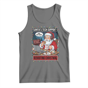 Funny Santa Tech Support Christmas Tank Top Rebooting Christmas Geek Humor Gift TS02 Black Heather Print Your Wear