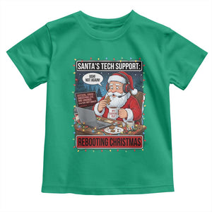 Funny Santa Tech Support Christmas Toddler T Shirt Rebooting Christmas Geek Humor Gift TS02 Irish Green Print Your Wear