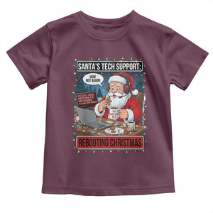 Funny Santa Tech Support Christmas Toddler T Shirt Rebooting Christmas Geek Humor Gift TS02 Maroon Print Your Wear