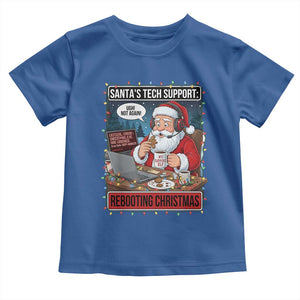 Funny Santa Tech Support Christmas Toddler T Shirt Rebooting Christmas Geek Humor Gift TS02 Royal Blue Print Your Wear