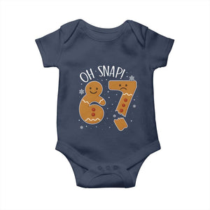 Oh Snap 67 Gingerbread Meme Baby Onesie Broken Cookie Six Seven Holiday Gag Christmas Vibes TS02 Navy Print Your Wear