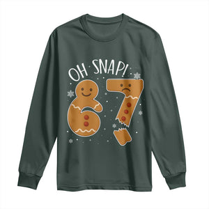 Oh Snap 67 Gingerbread Meme Long Sleeve Shirt Broken Cookie Six Seven Holiday Gag Christmas Vibes TS02 Dark Forest Green Print Your Wear