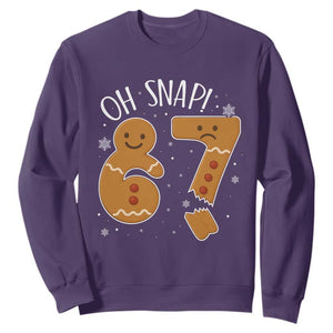 Oh Snap 67 Gingerbread Meme Sweatshirt Broken Cookie Six Seven Holiday Gag Christmas Vibes TS02 Purple Print Your Wear