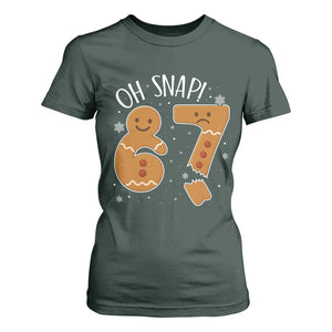 Oh Snap 67 Gingerbread Meme T Shirt For Women Broken Cookie Six Seven Holiday Gag Christmas Vibes TS02 Dark Forest Green Print Your Wear
