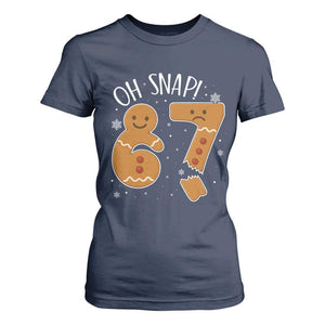 Oh Snap 67 Gingerbread Meme T Shirt For Women Broken Cookie Six Seven Holiday Gag Christmas Vibes TS02 Navy Print Your Wear