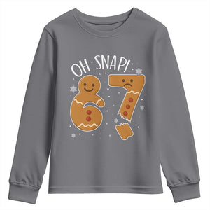 Oh Snap 67 Gingerbread Meme Youth Sweatshirt Broken Cookie Six Seven Holiday Gag Christmas Vibes TS02 Charcoal Print Your Wear