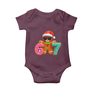 Funny 67 Meme Gingerbread Donut Baby Onesie Cool Christmas Cookie Six Seven Santa Hat Sprinkles TS02 Maroon Print Your Wear