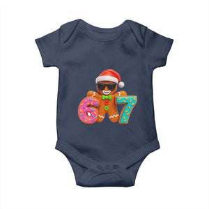 Funny 67 Meme Gingerbread Donut Baby Onesie Cool Christmas Cookie Six Seven Santa Hat Sprinkles TS02 Navy Print Your Wear