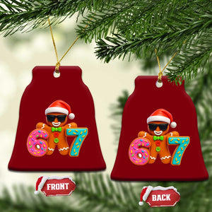 Funny 67 Meme Gingerbread Donut Ceramic Ornament Cool Christmas Cookie Six Seven Santa Hat Sprinkles TS02 Print Your Wear