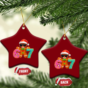 Funny 67 Meme Gingerbread Donut Ceramic Ornament Cool Christmas Cookie Six Seven Santa Hat Sprinkles TS02 Print Your Wear