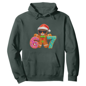 Funny 67 Meme Gingerbread Donut Hoodie Cool Christmas Cookie Six Seven Santa Hat Sprinkles TS02 Dark Forest Green Print Your Wear