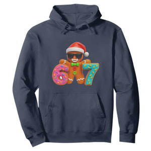 Funny 67 Meme Gingerbread Donut Hoodie Cool Christmas Cookie Six Seven Santa Hat Sprinkles TS02 Navy Print Your Wear