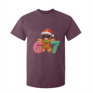 Funny 67 Meme Gingerbread Donut T Shirt For Kid Cool Christmas Cookie Six Seven Santa Hat Sprinkles TS02 Maroon Print Your Wear