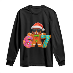 Funny 67 Meme Gingerbread Donut Long Sleeve Shirt Cool Christmas Cookie Six Seven Santa Hat Sprinkles TS02 Black Print Your Wear