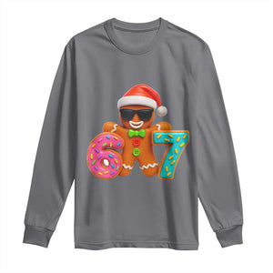 Funny 67 Meme Gingerbread Donut Long Sleeve Shirt Cool Christmas Cookie Six Seven Santa Hat Sprinkles TS02 Charcoal Print Your Wear