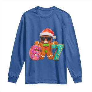 Funny 67 Meme Gingerbread Donut Long Sleeve Shirt Cool Christmas Cookie Six Seven Santa Hat Sprinkles TS02 Royal Blue Print Your Wear