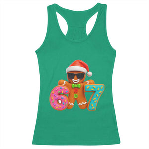 Funny 67 Meme Gingerbread Donut Racerback Tank Top Cool Christmas Cookie Six Seven Santa Hat Sprinkles TS02 Irish Green Print Your Wear