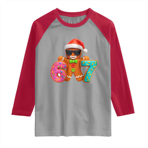 Funny 67 Meme Gingerbread Donut Raglan Shirt Cool Christmas Cookie Six Seven Santa Hat Sprinkles TS02 Sport Gray Red Print Your Wear