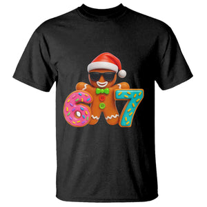 Funny 67 Meme Gingerbread Donut T Shirt Cool Christmas Cookie Six Seven Santa Hat Sprinkles TS02 Black Print Your Wear