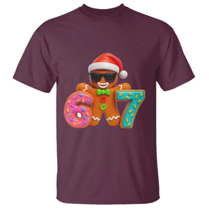 Funny 67 Meme Gingerbread Donut T Shirt Cool Christmas Cookie Six Seven Santa Hat Sprinkles TS02 Maroon Print Your Wear