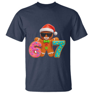 Funny 67 Meme Gingerbread Donut T Shirt Cool Christmas Cookie Six Seven Santa Hat Sprinkles TS02 Navy Print Your Wear