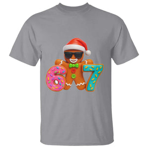 Funny 67 Meme Gingerbread Donut T Shirt Cool Christmas Cookie Six Seven Santa Hat Sprinkles TS02 Sport Gray Print Your Wear