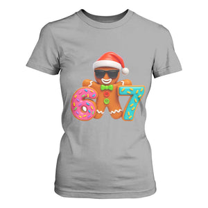 Funny 67 Meme Gingerbread Donut T Shirt For Women Cool Christmas Cookie Six Seven Santa Hat Sprinkles TS02 Sport Gray Print Your Wear