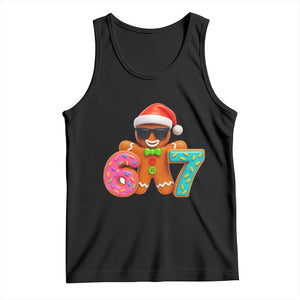 Funny 67 Meme Gingerbread Donut Tank Top Cool Christmas Cookie Six Seven Santa Hat Sprinkles TS02 Black Print Your Wear