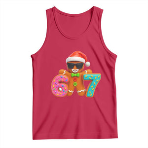 Funny 67 Meme Gingerbread Donut Tank Top Cool Christmas Cookie Six Seven Santa Hat Sprinkles TS02 Red Print Your Wear