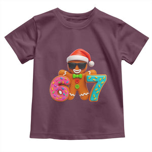 Funny 67 Meme Gingerbread Donut Toddler T Shirt Cool Christmas Cookie Six Seven Santa Hat Sprinkles TS02 Maroon Print Your Wear